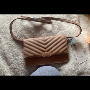 Tan Leather Crossbody wallet bag